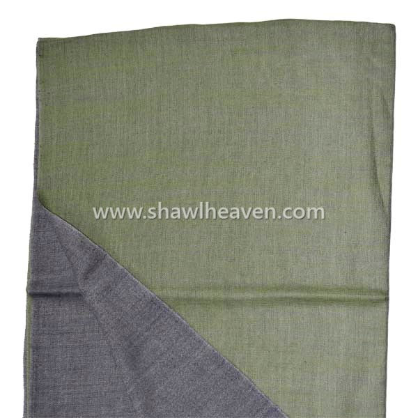 Olive green wool large scarf wrap with frayed hem